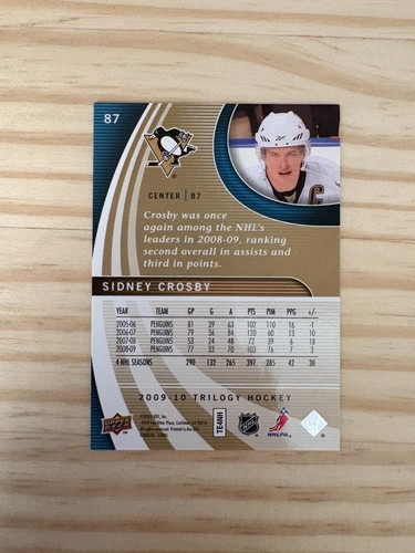 2009-10 Upper Deck Trilogy #87 Sidney Crosby - Pittsburgh Penguins - Picture 2 of 2