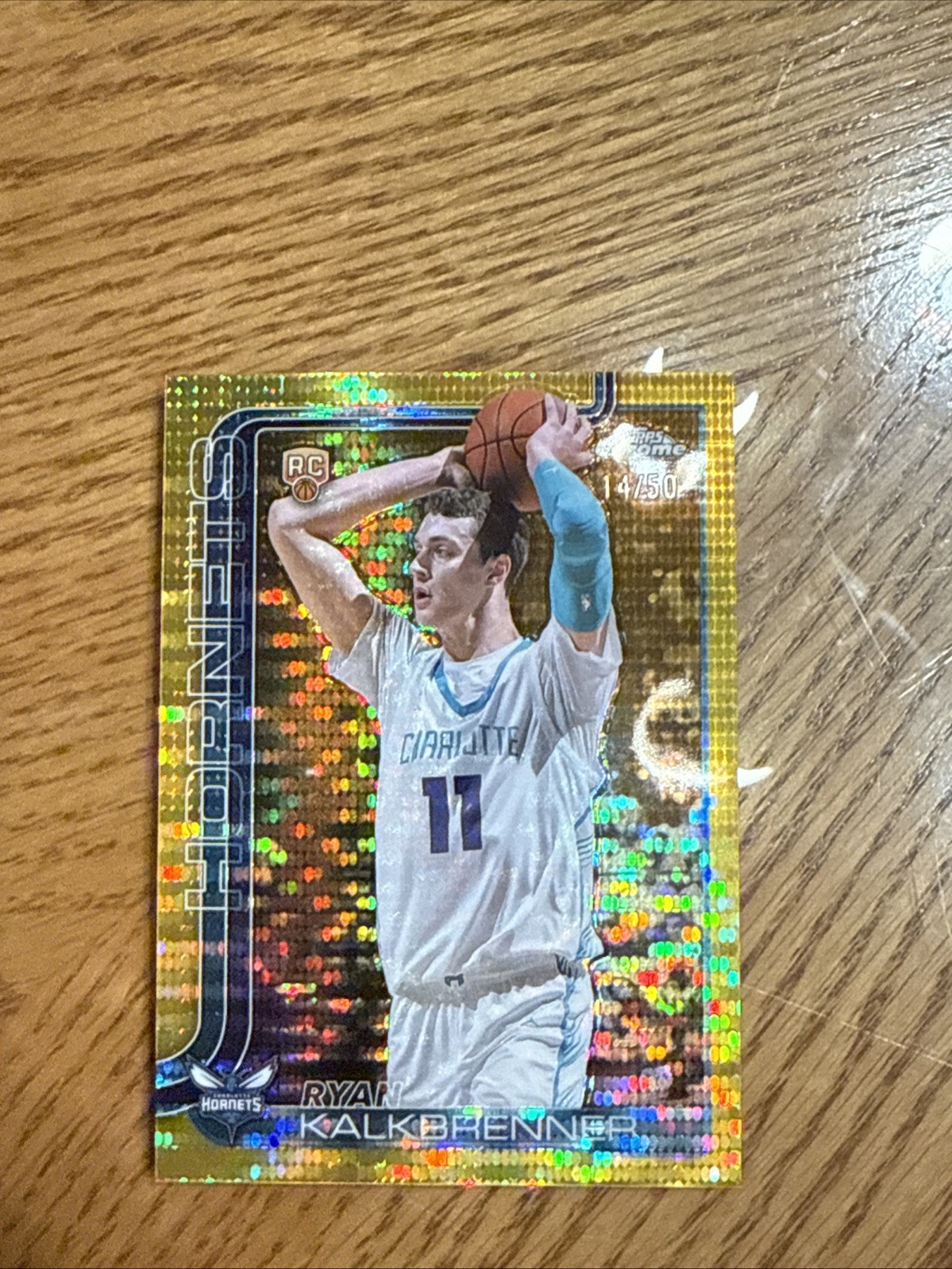 2025-26 Topps Chrome Ryan Kalkbrenner Gold Pulsar Refractor RC /50 Hornets #284