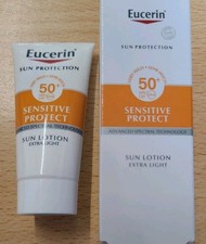 4x Eucerin Sensitive Protect Sun Lotion Extra Light SPF 50 20ml Travel Size U/B 56.13 per litre