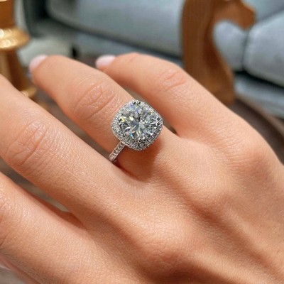 CVD IGI Lab Created Rundschliff Diamantring 4,20 kt 14 kt Weißgold E F VVS2