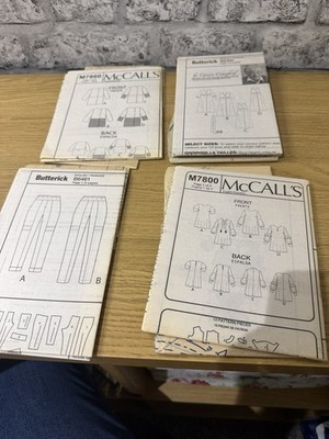 Restposten 4 Vintage Schnittmuster ungeschnitten Butterick McCalls Factory Fold (Lot2