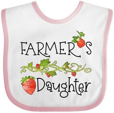 Inktastic Farmer's Daughter Vine With Strawberries Baby Bib Farming Kids Farmer