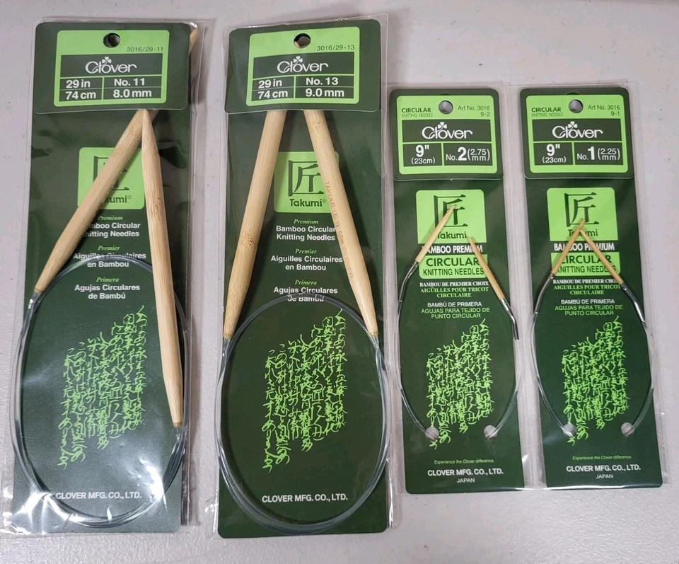 Lote de 8 agujas de tejer circulares de bambú Clover Takumi Foto 4 de 4
