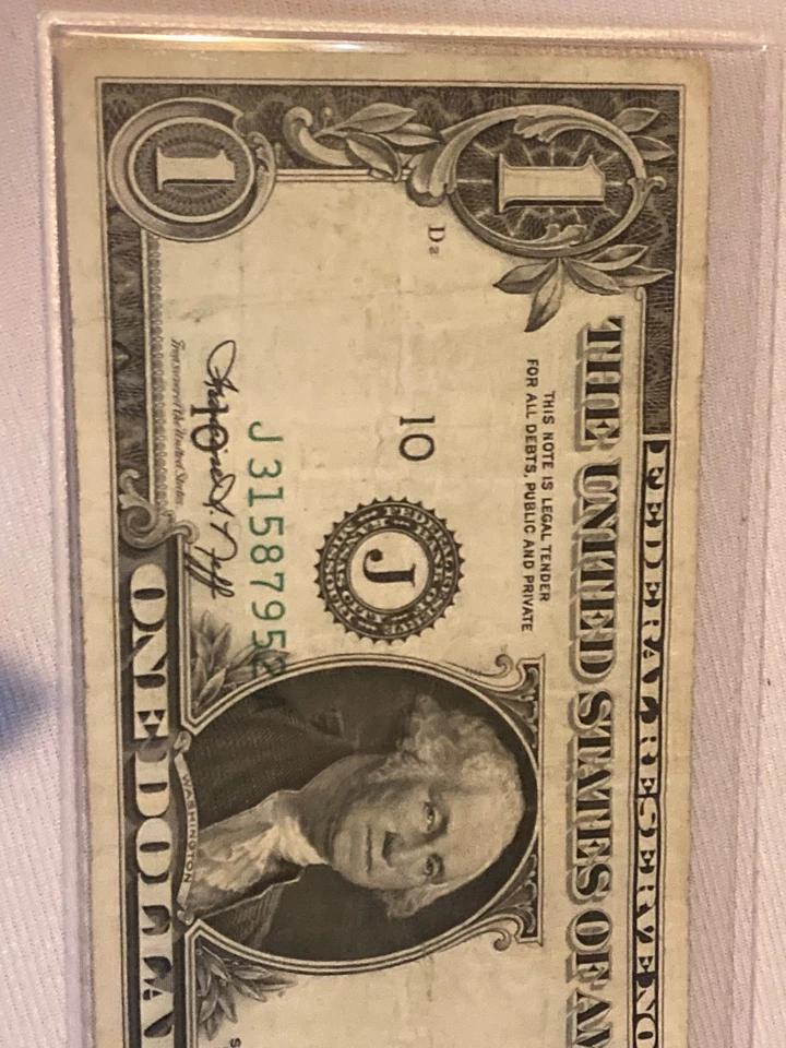 Super Misaligned Error $1 One Dollar Bill 1974 Federal Reserve Note - Image 2 of 4
