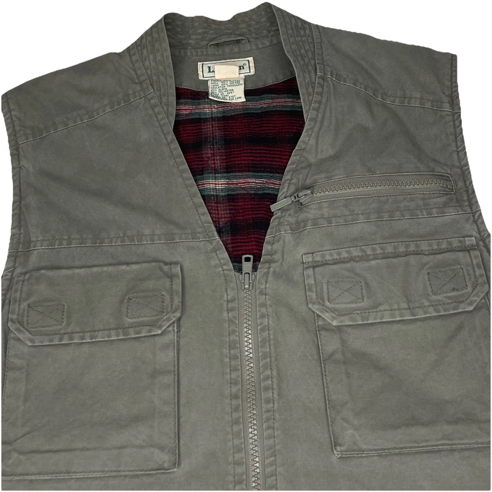 LL BEAN Flannel Lined Thinsulate Utility Fishing Vest Women Medium/ Men Small - Image 3 of 4