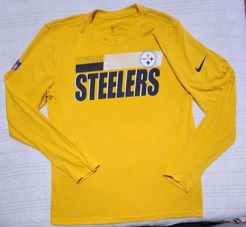 Pittsburgh Steelers Nike on Field T-Shirt Size M Yellow Long Sleeve Dri-fit