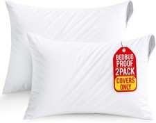 Set of 2 Pillow Protectors W/ Zipper Standard Size Pillow Covers Ultra Soft
