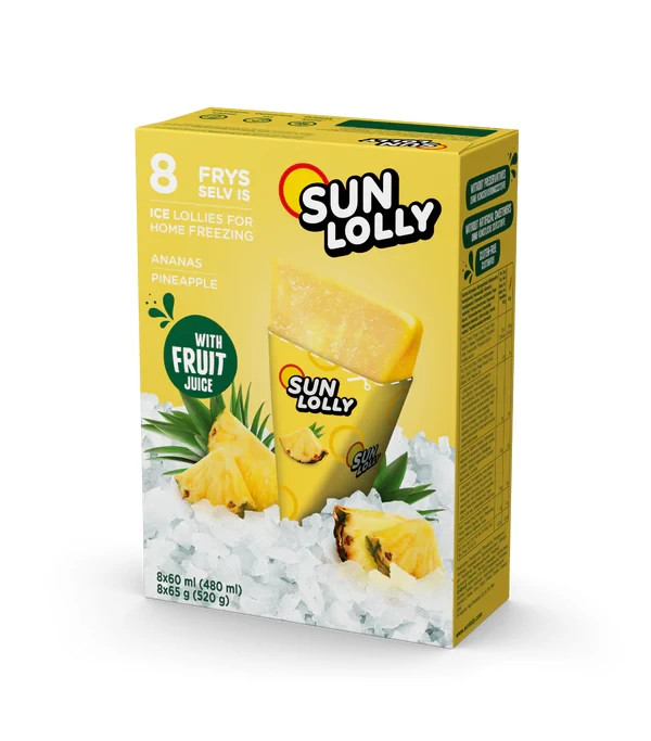 Sun Lolly Water Ice Pineapple Flavor Home Freezing 1 box / 8 lollies