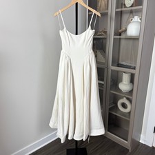 Reformation Bonie Crepe Fior Di Latte Ivory Midi Dress 2 NEW Fit & Flare Wedding