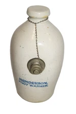 Antique Henderson Foot Warmer Dorchester Stoneware Pat 1912 Boston MA Vintage