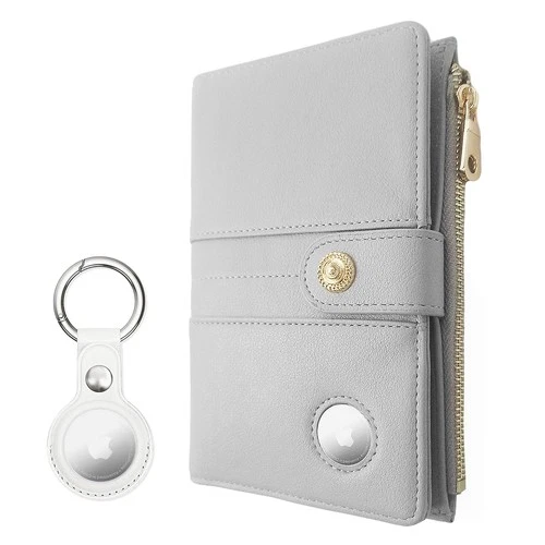 elzama Airtag Passport Holder for Slim, 03. Light Grey (with Holder) - product listing photo