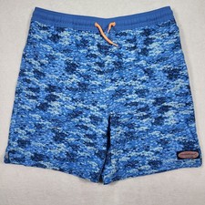 Vineyard Vines Men  s Swim Trunks Blue Shark Camo Board Shorts Lined Size XL