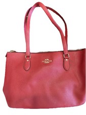 COACH Tote Bag Red Shoulder Leather Tote CH285 Leather