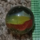 Yellow & Orange Swirl Glass Toy Marble Machine Made - Approx 5/8 in Diameter — photo 1