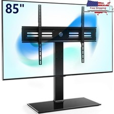 Adjustable TV Stand Tabletop Mount Tempered Glass Shelf VESA Compatible New