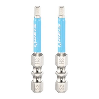 2pcs 3mm Metric Hex Impact Screwdriver Bits 1/4'' Hex-Shank 2'' Long S2 Steel