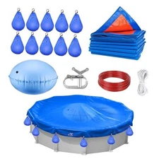 Winter Pool Cover 15 Ft Round Above Ground Kits with 3.6' Pool Pillows for 