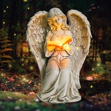 Angel Statue for Garden - 7.88 inches Guardian Solar Garden Statue, Gardening...