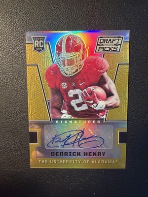 2016 Panini Prizm Draft Rookie Gold Auto Derrick Henry /10 Alabama Ravens