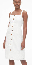 NWT Gap Women's White Eyelet Embroidered Apron Dress $79 Size 4 Tall