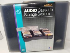 Vintage Alpha Audio Cassette Storage Box Case Holds 48 Audio Cassettes  * NEW *