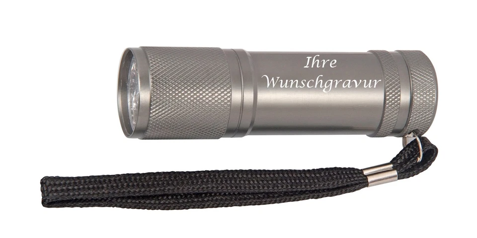 GRAVUR BY LIVEPAC OFFICE LED Taschenlampe mit Gravur / aus Metall / mit 9 LED's / Farbe: anthrazit