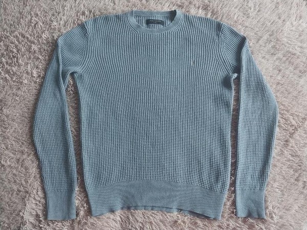 Men AllSaints Sweater Navy Cotton 38 / M / 46 #4VMX