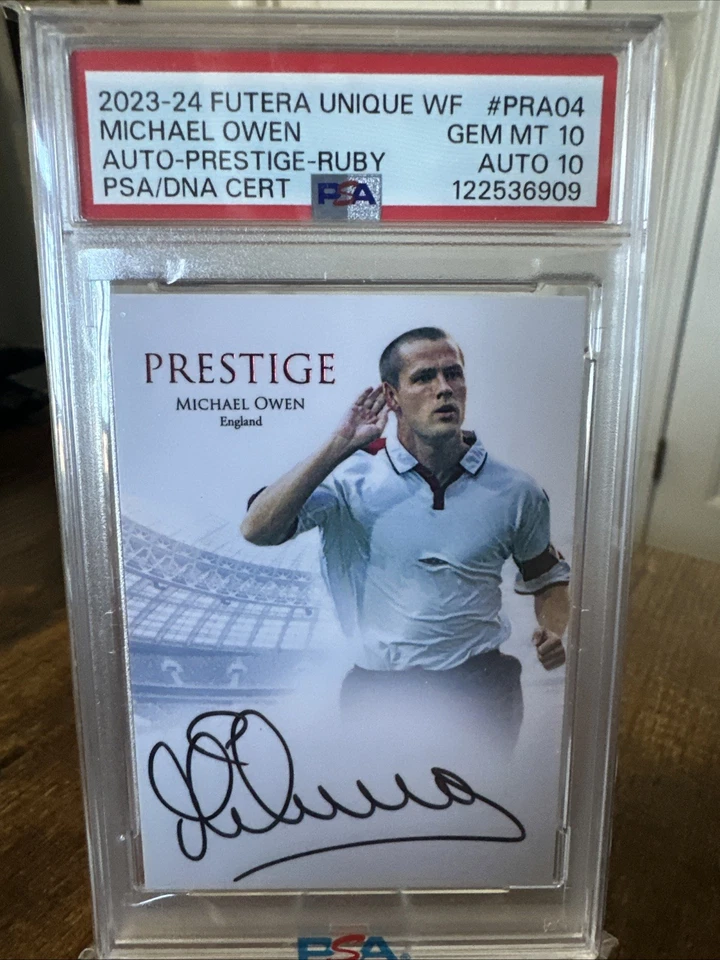 2023-24 Futera Unique MICHAEL OWEN ON CARD AUTO PSA 10/10 💎 SSP #1/2 #PRA04 ENG - Image 2 of 4