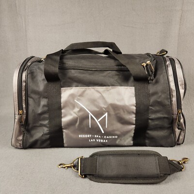 M Resort Spa Casino Las Vegas Travel Gym Bag Silver & Black Carry On Luggage