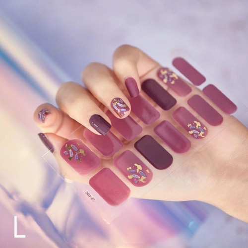 Gel Nail Stickers Full Nail Wraps Semi Cured Gel Nail Strips Polish GlitterSD344 - Picture 14 of 22