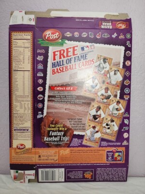 Limited Edition POST RAISIN BRAN Hall of Fame greatest sluggers'' cereal box 2001
