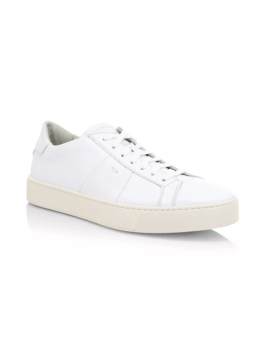 Santoni Jannas Gloria White Leather Sneakers Size 8D