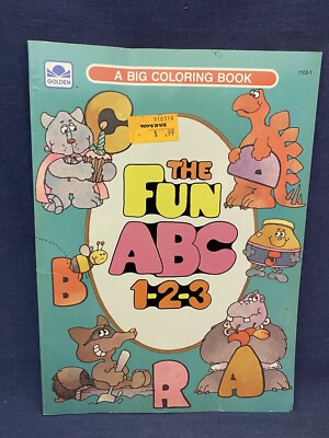 1982 Golden THE FUN ABC 1-2-3 Big Coloring Book Vintage Activity Toys R Us