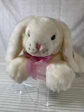 Heartwarmers Carlton Cards Bunny Rabbit 11” Plush White Floppy Ears Pink Bow