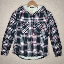 Boston Traders Men  s Small Flannel Hooded Blued Plaid Long Sleeve Sherpa Lined
