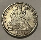 1868 Seated Liberty Half Dollar , XF / AU, Scarce date !