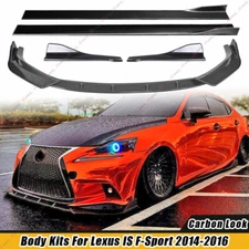 For 14-16 Lexus IS250 IS350 F-Sport Carbon Look Front Rear Bumper Lip Side SKirt