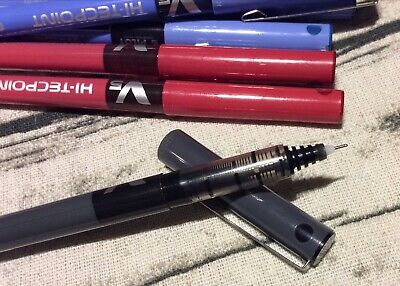3x Blue Black Color Pilot V5 Pens Hi-Tecpoint Extra Fine 0.5 Ink Rollerball  Dark