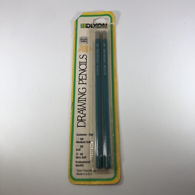 Pack Of 2 Vintage Dixon Ticonderoga Drawing Pencils #4B Very Soft USA NOS Sealed