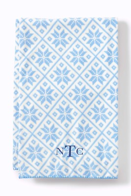  LANDS END soft throw blanket snowflake Christmas holiday 50'' x 70'' NO MONOGRAM