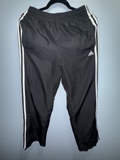 Vintage 90s ADIDAS Black Breakaway Track Pants Basketball Snap Youth Medium M