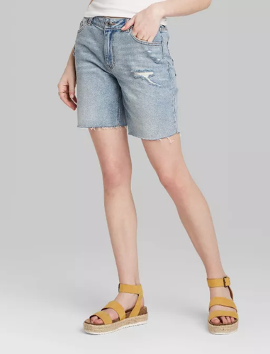 Longline Distressed Jean Shorts NWT 