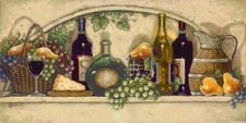 Ceramic Backsplash Tile Mural Wine Themed - Wine Fruit and Cheese Pantry II