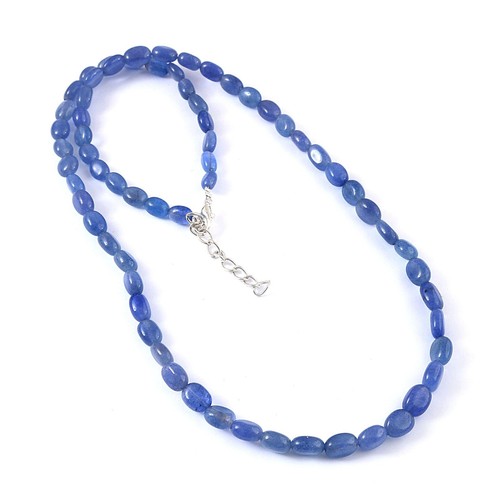 Tanzanite smooth oval Beads Necklace, Tanzanite Gemstone Necklace 16Inches 6-8mm - Picture 6 of 6