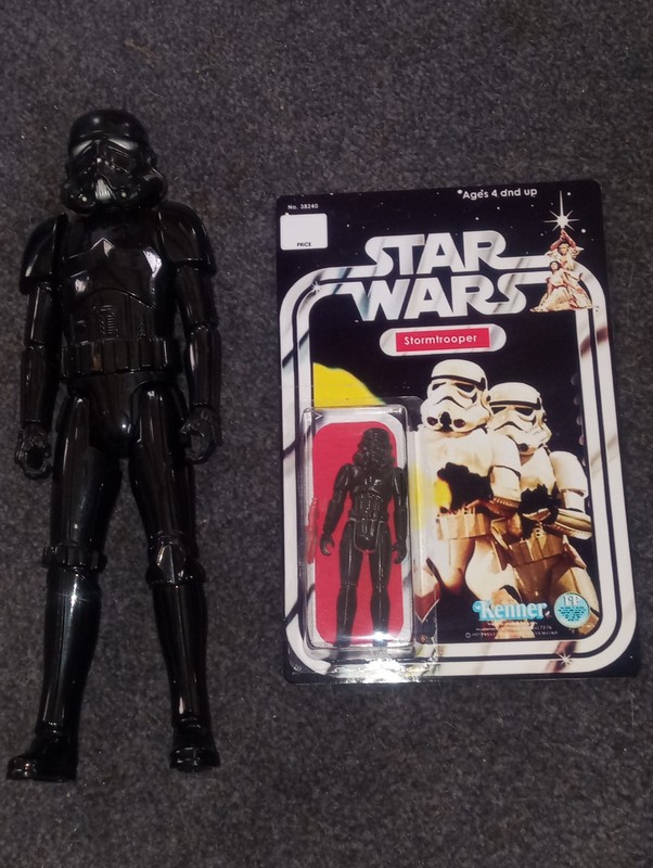 Star Wars (2) Black Stormtroopers (12" And 3 3/4" Figures)