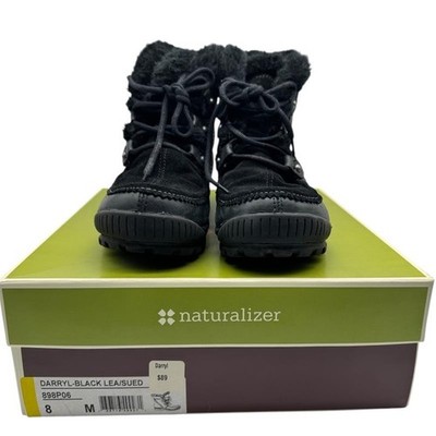 Naturalizer Darryl Black Leather Suede Winter Boots for Women