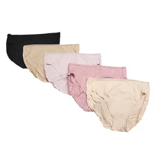 Felina Womens Set of 5 Pima Cotton Hi-Cut Panties Lace Trim X-Large Sz Underwear