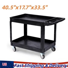 Utility Service Cart 550 lb 2-Shelf Heavy Duty Rolling with 360 Swivel Wheel