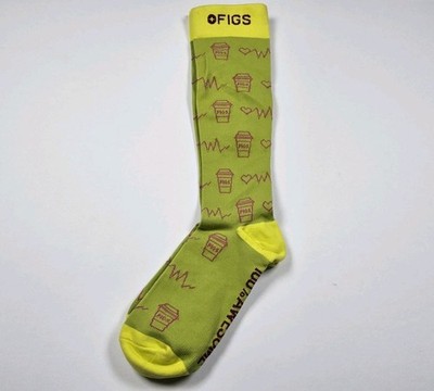 FIGS Compression 100% Awesome Coffee Heartbeat Socks Size S (See Description)