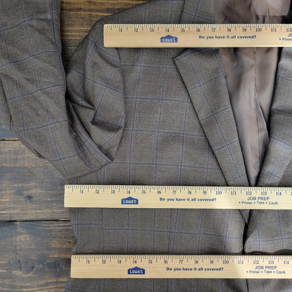 Joseph Feiss Gold Men's Sport Coat Blazer Two Button Brown Plaid Wool 48S - Image 2 of 4